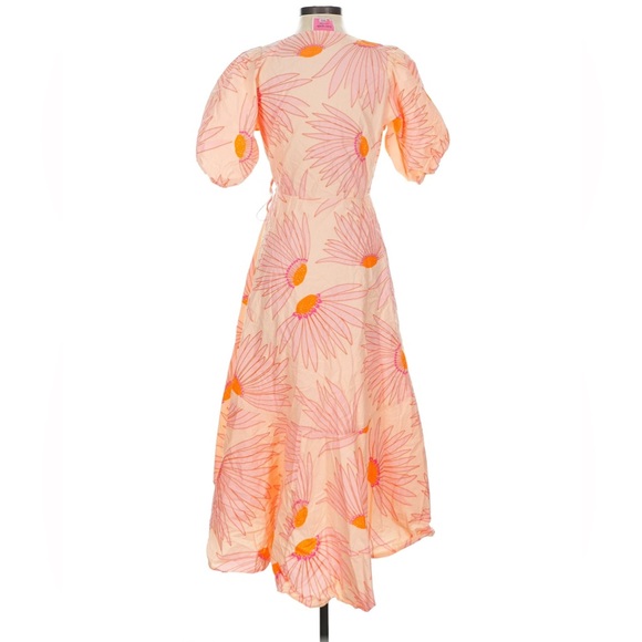 KATE SPADE Floral Pink Falling Flowers Size 6 Cotton Wrap Bohemian Dress NEW - Picture 4 of 8